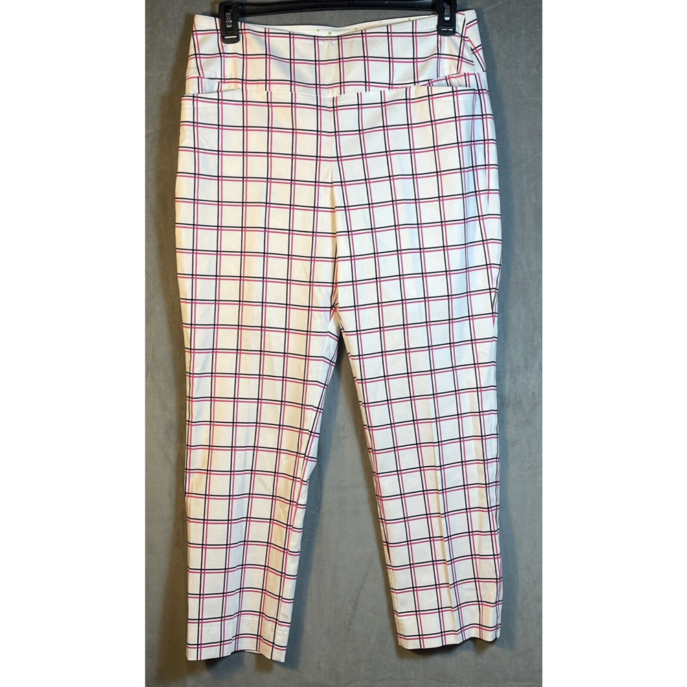 SWING CONTROL Women Golf Pants Cropped Pull on Pockets Pink White Sz 14